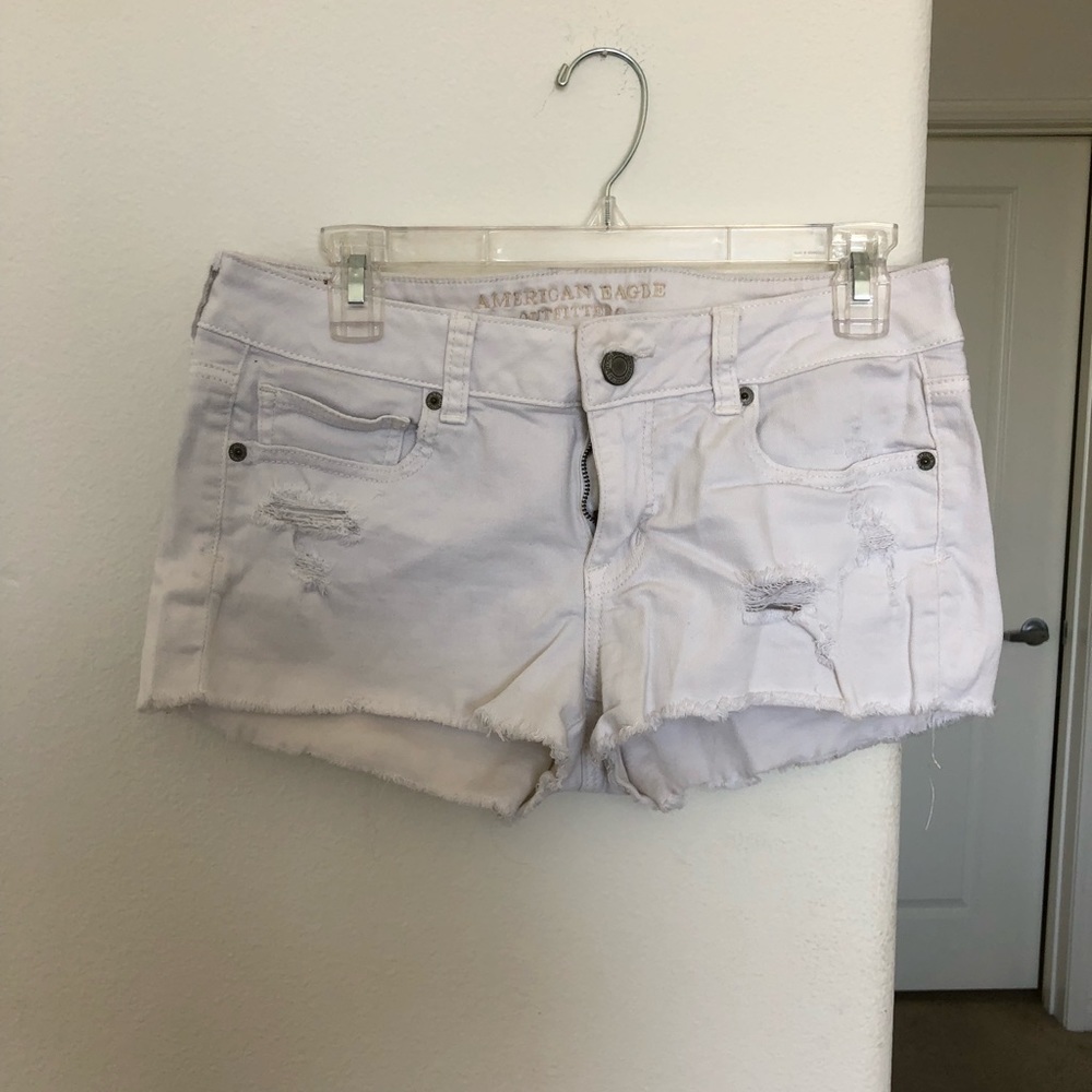 American Eagle white denim shorts
